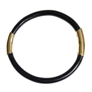 Vintage Black Coral 10K Gold Bangle Bracelet